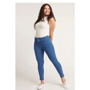 Betabrand High‑Rise Lite “Royal Zigzag” Aegean Pinstripe Dress Pant Yoga –XL EUC